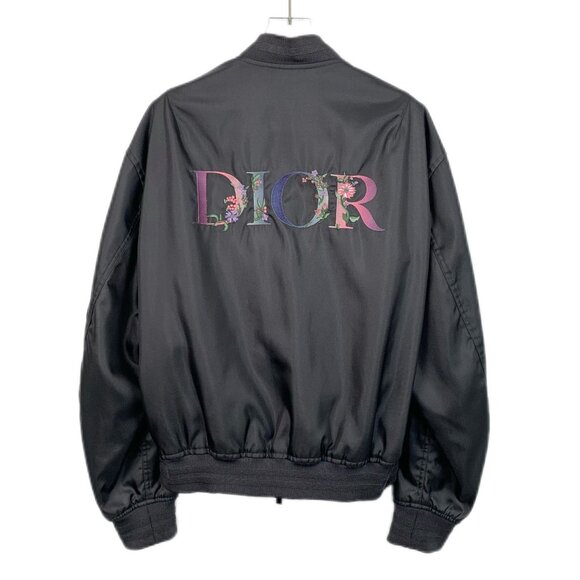 Dior Mens Black Embroidered Logo Bomber Jacket With Zipper & Dust Bag Size 48 M - Picture 8 of 8